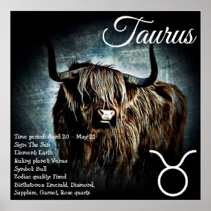 Poster SIGNE Zodiaque Bull Symbole Taurus Astrologie Post