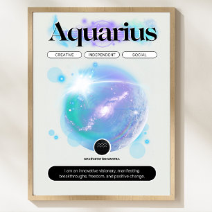 Poster SIGNE Zodiaque Citation Aquarius