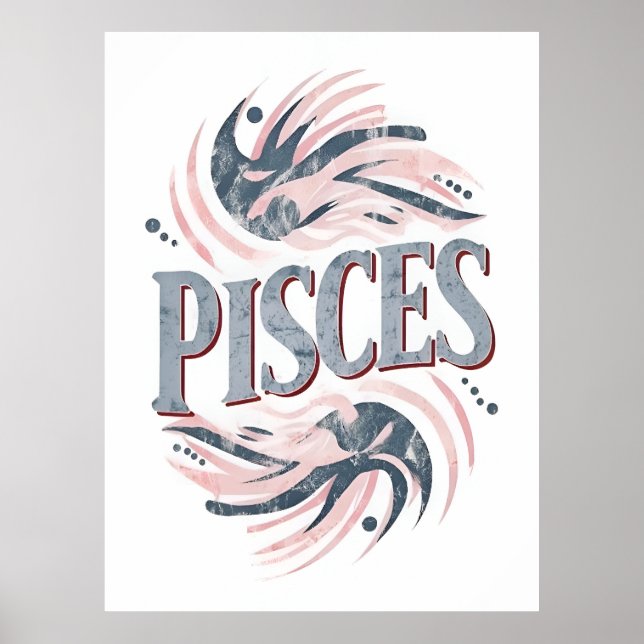 Poster SIGNE Zodiaque vintage Pisces (Devant)
