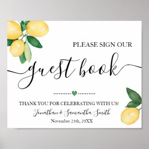 Poster Signer notre livre d'hôtes Douche Mariage Lemons S