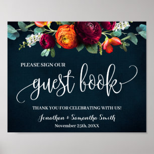 Poster Signer notre livre d'hôtes Mariage Vin Marine
