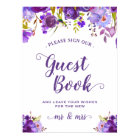 Signer Notre Livre D'Hôtes Violet Violet Floral Si