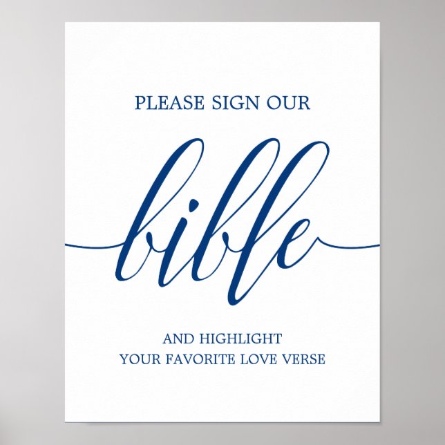 Poster Signer Notre Mariage Bible Signer Marine Blue Call (Devant)