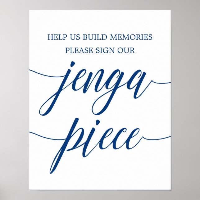 Poster Signer notre Mariage Jenga Signer Marine Blue Call (Devant)