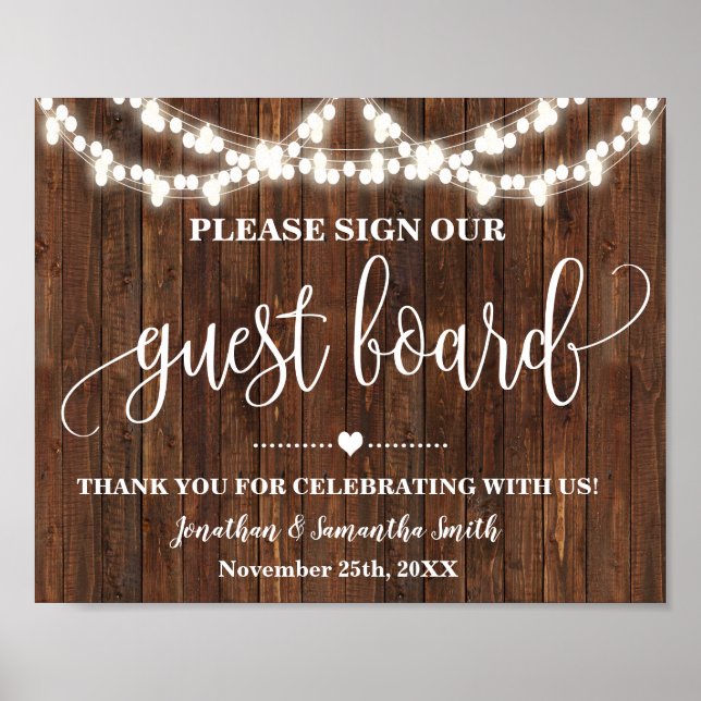 Poster Signer notre panneau d'invités Western Bride Maria (Devant)