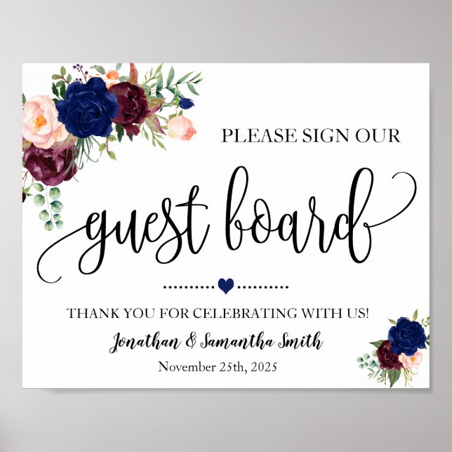 Poster Signer notre wedding shower de pension invité mari (Devant)