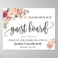 Signer notre wedding shower de pension rose floral