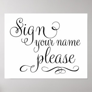 Poster Signer votre nom s'il vous plaît Mariage du livre