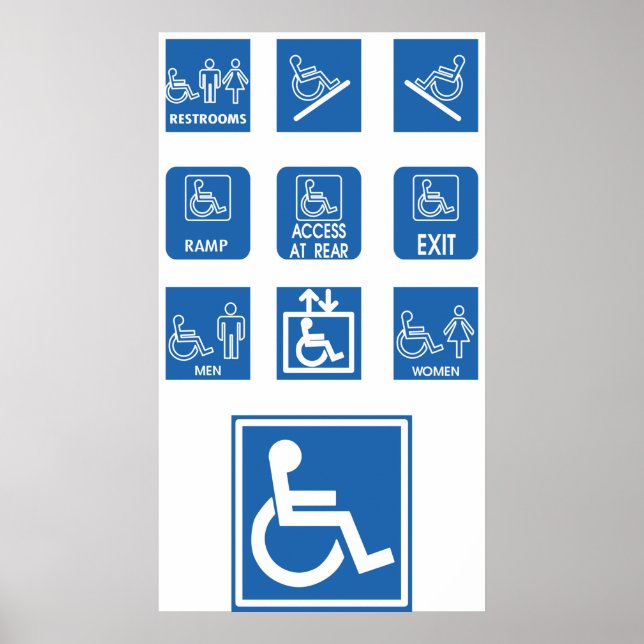 Poster Signes d'accessibilité pour fauteuil roulant (Devant)