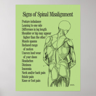 Poster Signes d'affiche spinale de chiropractie de