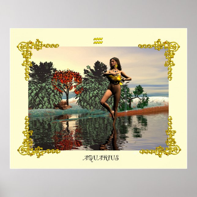 POSTER SIGNES D'ANNIVERSAIRE ZODIAC / AQUARIUS (Devant)