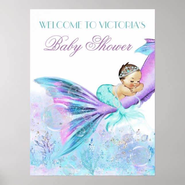 Poster Signes de Baby shower de la queue de sirène (Devant)