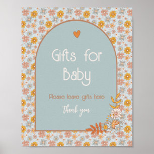 Poster Signes de Baby shower Floral Boho Retro