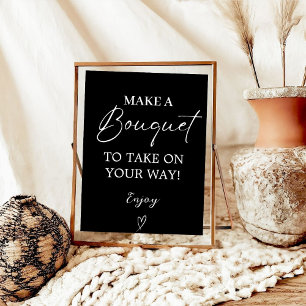 Poster Signes de barre de fleurs de script moderne, panne