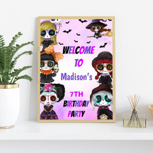 Poster Signes de fête d'Halloween violet