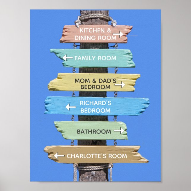 Poster Signes de plage éditable Rustic Pastel Home (Devant)