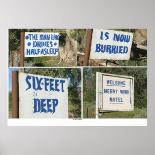 Poster Signes routiers, Motel Merry Wink