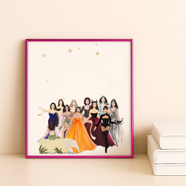 Poster signes zodiaques, esquisses de mode, oeuvres d'art (Créateur téléchargé)