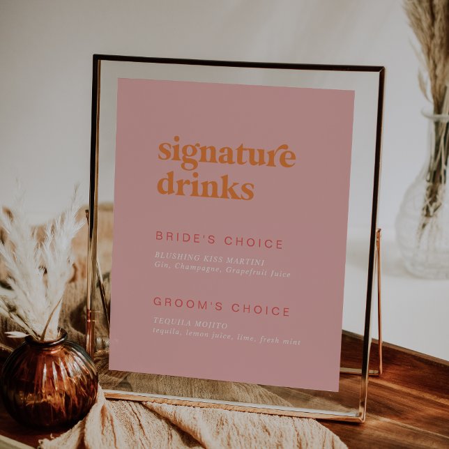 Poster Signet boisson rose et orange rétro été (Créateur téléchargé)