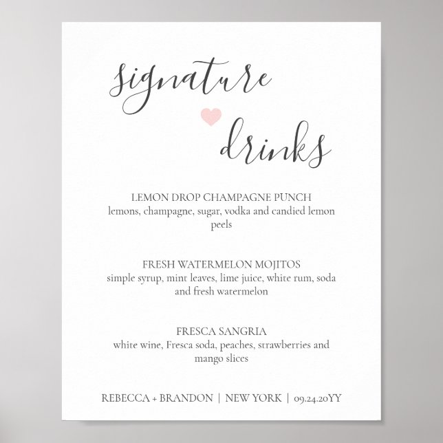 Poster Signet Mariage de boissons de marque simple Rebecc (Devant)