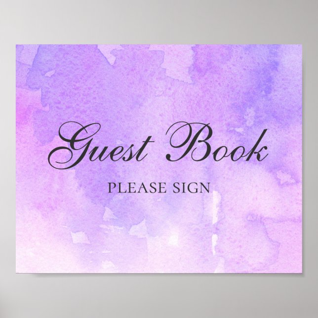 Poster Signez le livre d'or. Mariage violet. Llac aquarel (Devant)