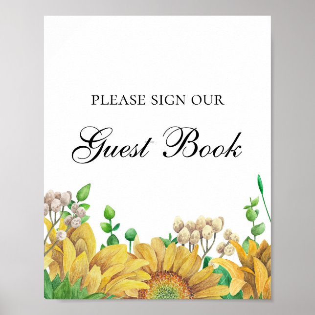 Poster Signez notre livre d'or. Rustic Flowers. Fleurs de (Devant)