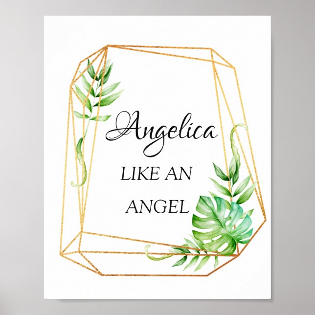 Poster Signification du nom Angelica Cadre géométrique fl (Devant)