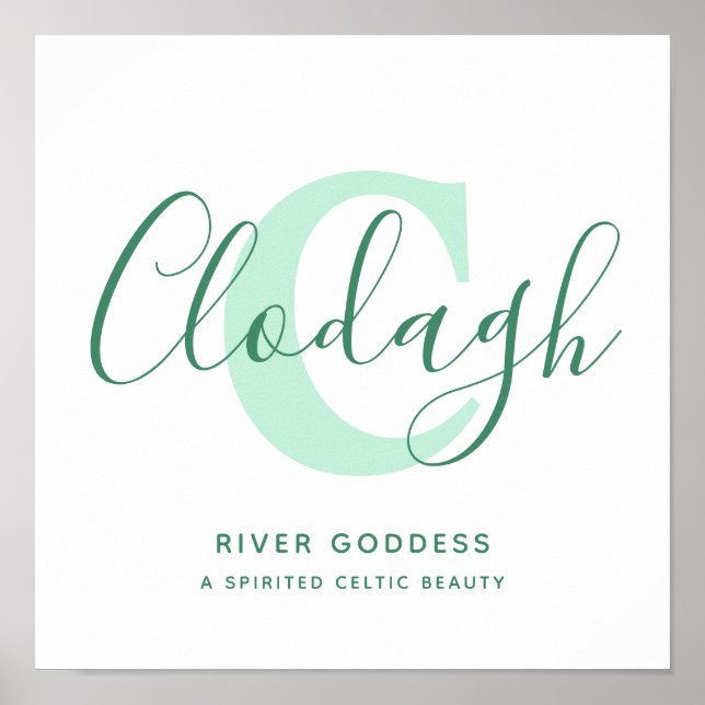 Poster signification du nom Clodagh nuances de vert texte (Devant)