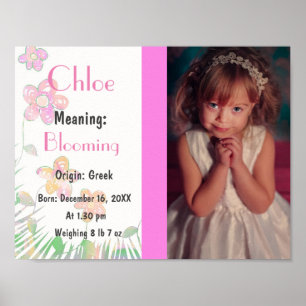 Poster Signification du nom de bébé en photo