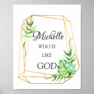 Poster Signification du nom Michelle Florales Cadre Tropi