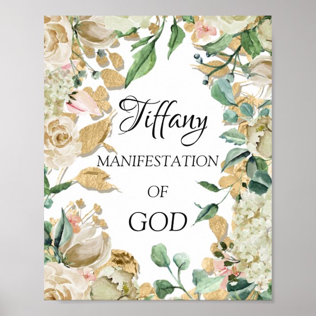 Poster Signification du nom Tiffany Floral Mariage Annive (Devant)