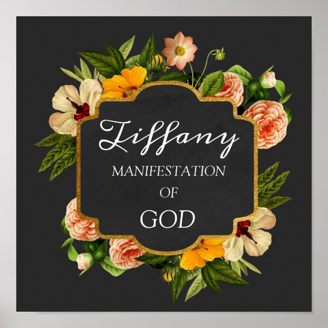 Poster Signification du nom Tiffany Royal Floral Annivers (Devant)