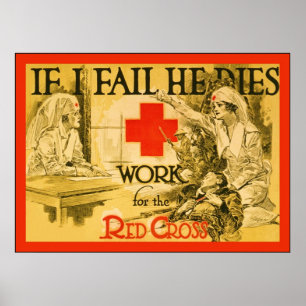 Poster S'Il Mort En Échec, Il Décède ~ Vintage Nurse WW1