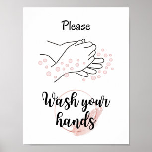 Poster S'Il Vous Plaît Laver Vos Mains Salle De Bain Call