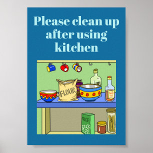 Poster s'il vous plaît nettoyer l'enseigne de cuisine