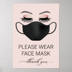 Poster S'il vous plaît porter Masque Visage Beauté Salon 