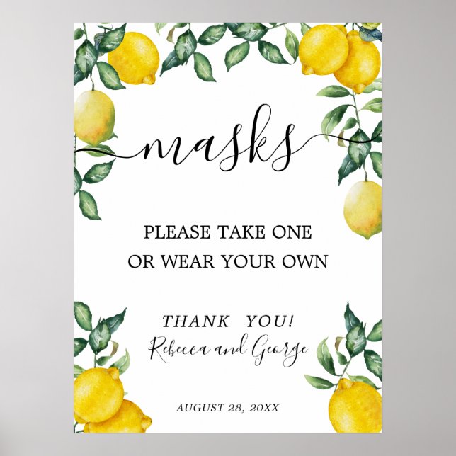 Poster S'il vous plaît prenez un panneau de masque avec d (Devant)