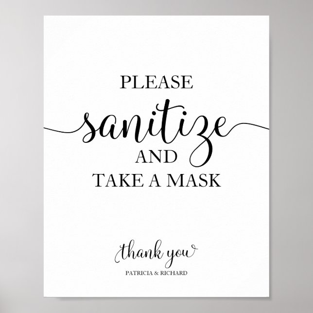 Poster S'Il Vous Plaît, Sanitiez Et Prenez Un Mariage De  (Devant)