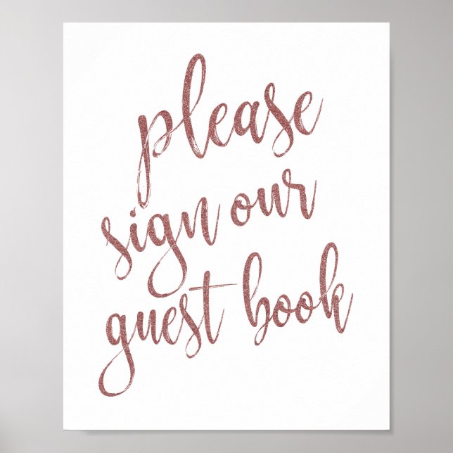 Poster S'il vous plaît signer notre livre d'hôtes Rose Go (Devant)
