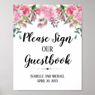 Poster S'il vous plaît signer notre Mariage Guestbook 8x1