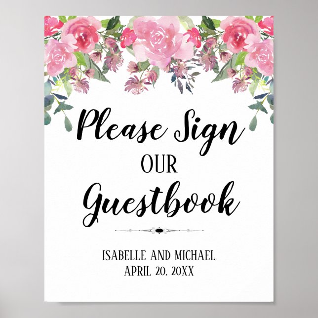 Poster S'il vous plaît signer notre Mariage Guestbook 8x1 (Devant)
