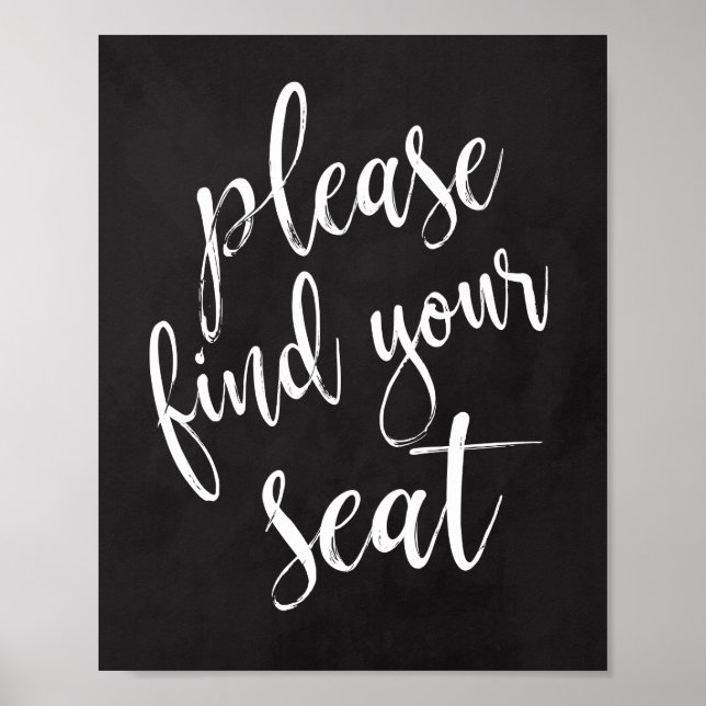 Poster S'Il Vous Plaît Trouver Votre Siège 8x10 Mariage C (Devant)