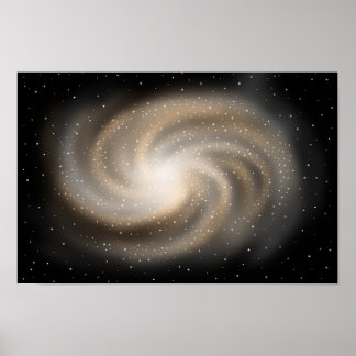 Poster Silence infini. Galaxie dorée debout dans l'espace