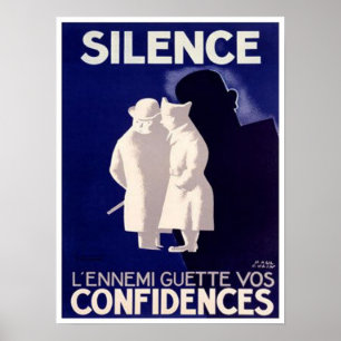 Poster Silence L'ennemi Guette Vos Confiances Guerre fran