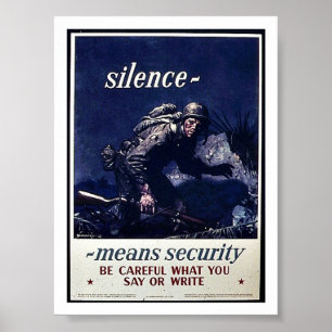 Poster Silence Menant Sécurité Soyez Prudent Ce Que Vous 
