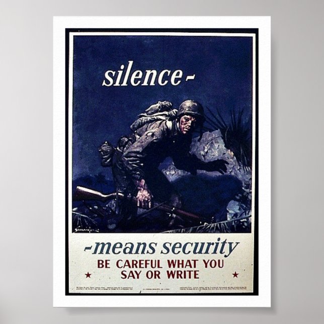 Poster Silence Menant Sécurité Soyez Prudent Ce Que Vous  (Devant)