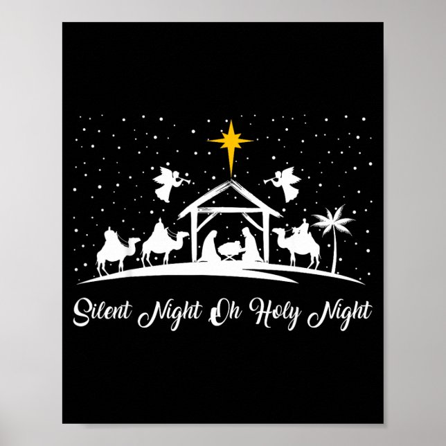 Poster Silent Night Holy Night Nativity Scene Christian C (Devant)