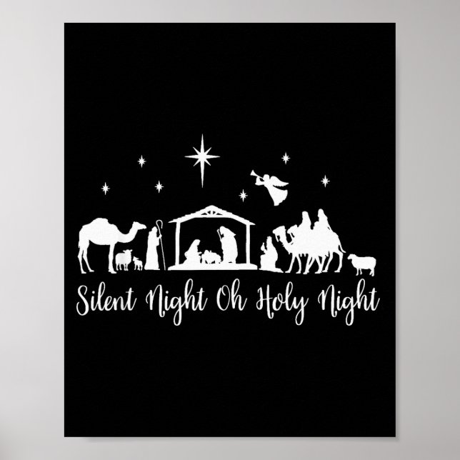 Poster Silent Night Holy Night Nativity Scene Religious C (Devant)