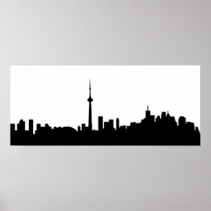 Poster silhoue de noir de symbole de ville du Canada de