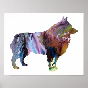 Poster Silhouette abstraite colorée de Schipperke